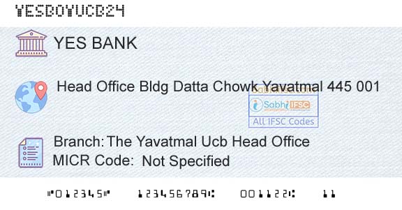 Yes Bank The Yavatmal Ucb Head OfficeBranch 