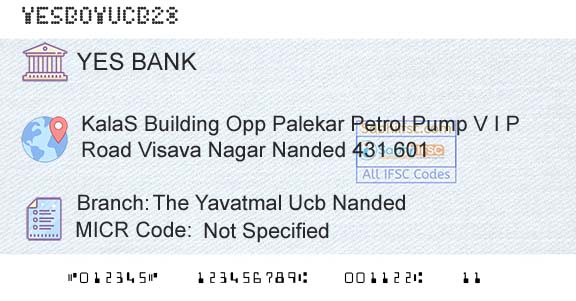 Yes Bank The Yavatmal Ucb NandedBranch 