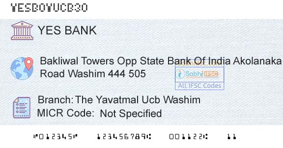 Yes Bank The Yavatmal Ucb WashimBranch 