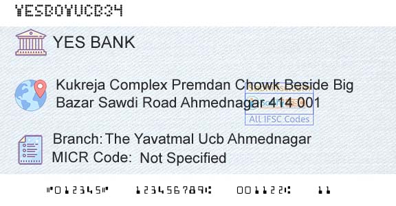 Yes Bank The Yavatmal Ucb AhmednagarBranch 