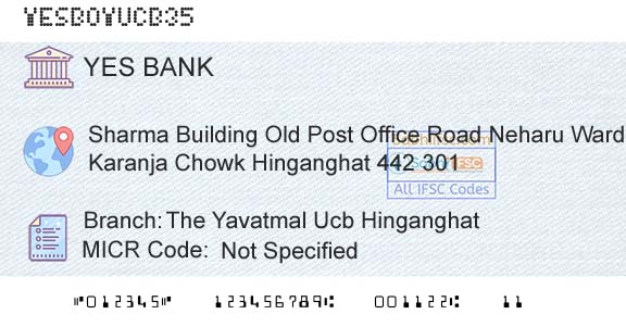 Yes Bank The Yavatmal Ucb HinganghatBranch 