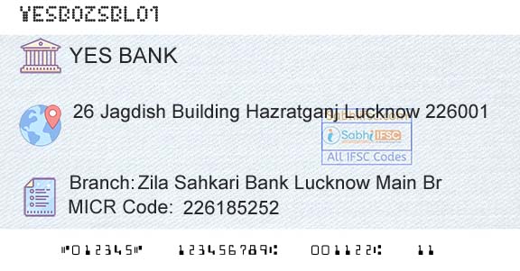 Yes Bank Zila Sahkari Bank Lucknow Main BrBranch 