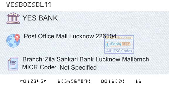 Yes Bank Zila Sahkari Bank Lucknow MallbrnchBranch 
