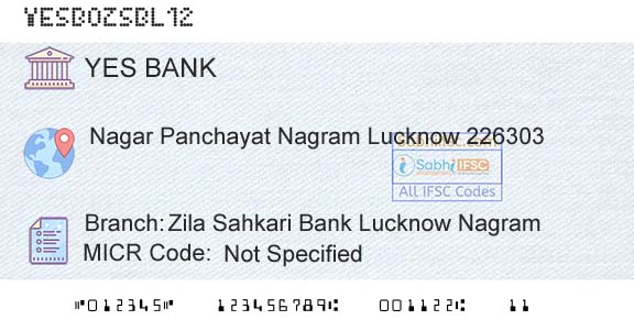 Yes Bank Zila Sahkari Bank Lucknow NagramBranch 