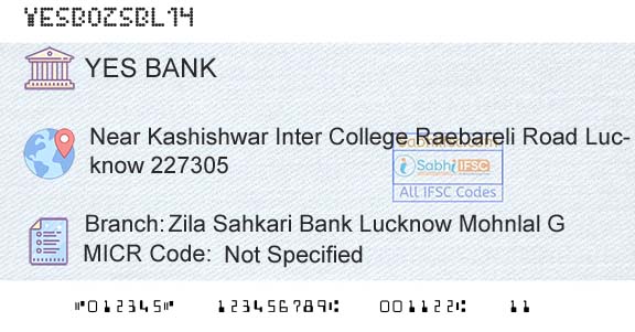 Yes Bank Zila Sahkari Bank Lucknow Mohnlal GBranch 