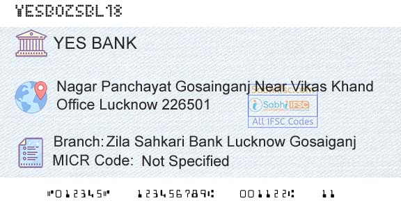 Yes Bank Zila Sahkari Bank Lucknow GosaiganjBranch 