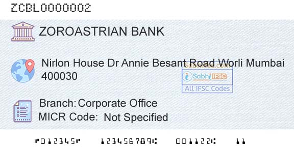 The Zoroastrian Cooperative Bank Limited Corporate OfficeBranch 