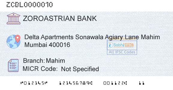 The Zoroastrian Cooperative Bank Limited MahimBranch 