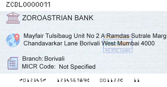The Zoroastrian Cooperative Bank Limited BorivaliBranch 