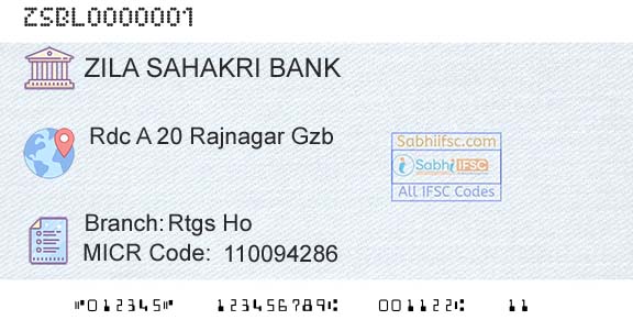 Zila Sahakri Bank Limited Ghaziabad Rtgs HoBranch 